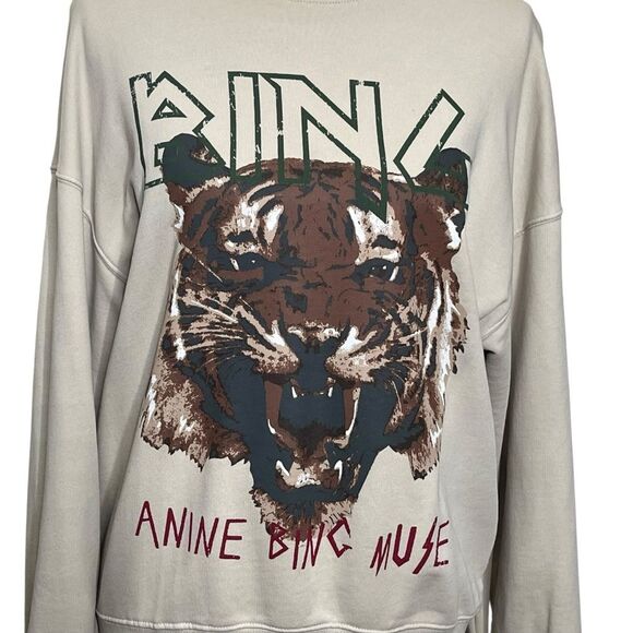 ANINE BING Tiger Muse Stone Crew Pullover Sweatshirt 100% Organic Cotton Size XS - Picture 6 of 15